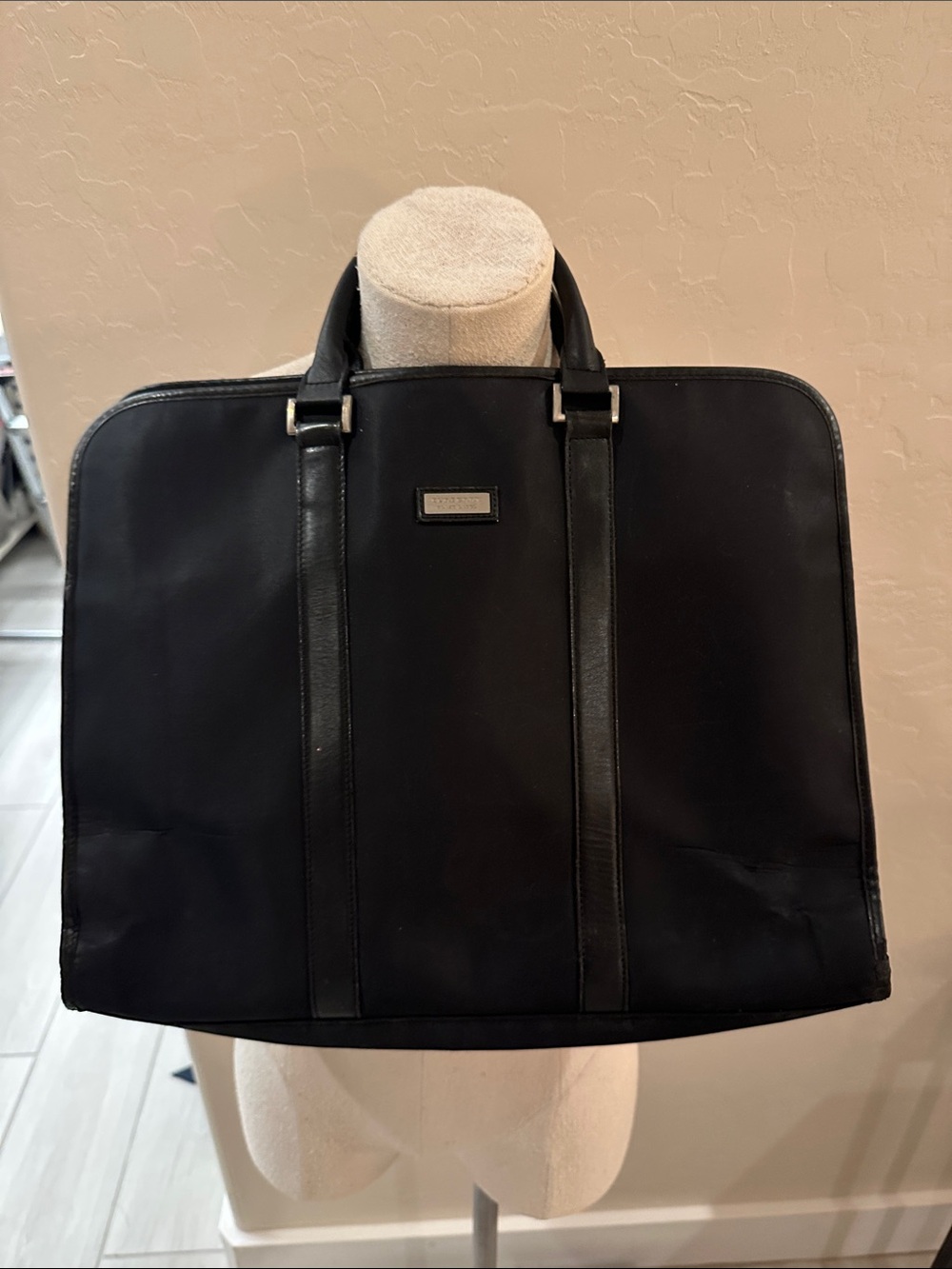 Burberry Black Men's Briefcase or Women’s Laptop Case with Silver Hardware